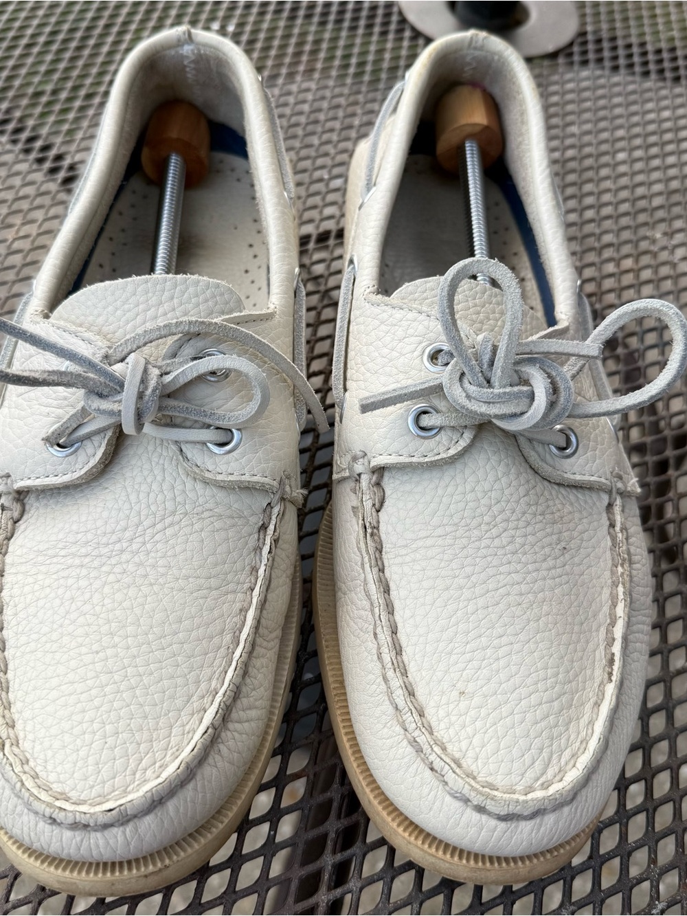 Sperry Top-Sider Authentic Original Boat Shoes Cream Leather Mens Size 10.5 EUC - Picture 3 of 8
